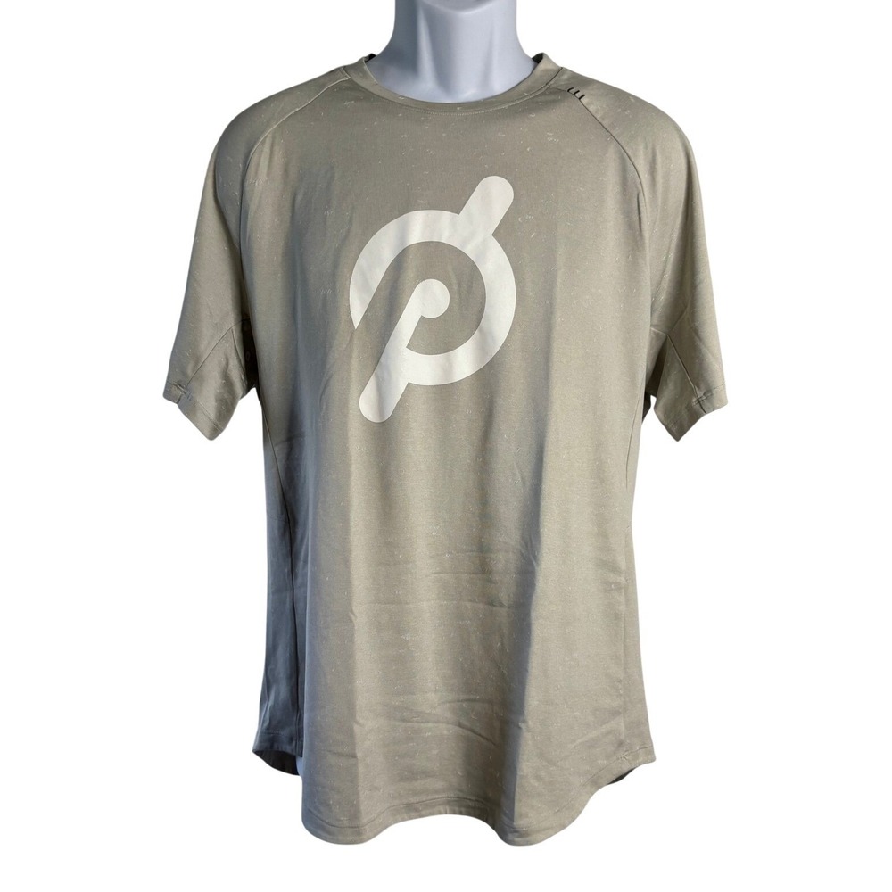 Lululemon Peloton | Mens Metal Vent Tech Short Sleeve Shirt Tan Khaki Logo | XL - Picture 2 of 7